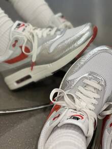 Nike Air Max 1 舒适百搭低帮休闲鞋，男款，银红色 - 銀紅 - 查看 6
