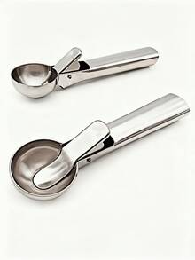 2-Piece Premium Ice Cream Scoop Set, Stainless Steel Ice Cream Scoops - With Release Trigger, Heavy-Duty Metal Material, Suitable For Fruits, Ice Cream, Frozen Yogurt And Sundaes, Including Small And Large Sizes, Essential Kitchen Supplies, Must-Have Tools For Cold Drinks - Bạc - Xem 12