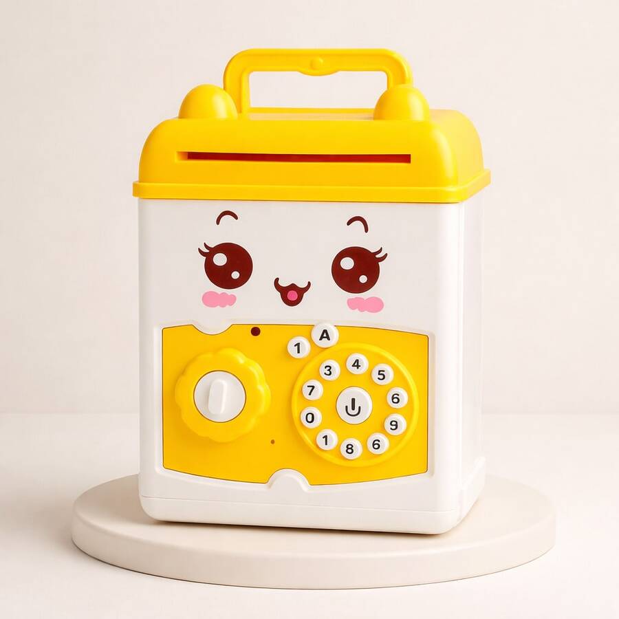 Electronic Piggy Bank For Children With Key, Compact Size, Children's Day Gift - Yellow - View 1