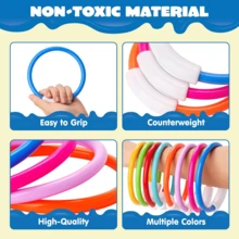 4pcs Colorful Diving Swimming Toys, Suitable For Children's Summer Swimming Pool Party, Training, Sinking, Throwing, Diving Rings, Water Toys, Parent-Child Interactive Toys, Swim Rings - Multicolor - View 6