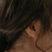 1 pieza Pendiente de oreja con cadena y borla estilo retro francés, pendiente único minimalista y elegante personalizado para mujeres sin orejas perforadas - Amarillo Oro - Ver 2