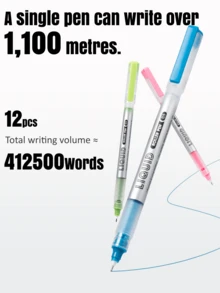12 Colors Liquid Ink Ballpoint Pens, Quick Drying Large Capacity Colored Pen Set - Sets - View 5