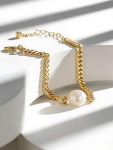 Charm-In 1条珍珠手链，优雅简约，适合日常佩戴或聚会场合，亦可作为节日礼物。 - 金黃色 - 查看 1