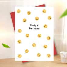 1pc Humorous Birthday Card, Featuring A High-Quality Print This Cheerful Birthday Greeting Card Showcases Yellow Faces - One Size Fits All - View 8