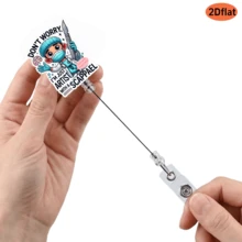 1pc Cute Nurse Cartoon Retractable Badge Holder, Durable Acrylic Material, 360 Degree Rotation, Suitable For Office, Teachers And Medical Staff - 1pcs - View 6