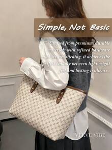 Women'S Fashion Casual Versatile Popular Commuting Handbag Large Capacity Shoulder Bag With Card Holder And Wallet Set New European & American Vintage Patchwork Color Large Capacity Tote Bag Travel Bag Shopping Bag Suitable For Women'S Daily Use Back To School Students Vacation Travel Holidays Dates Gifts Valentine'S Day Wedding Valentines Valentines Gifts Mothers Day Gift Summer Art Birthday Decorations Galentines Galentines Gifts Cruise Essentials Bachelorette Party Supplies Easterr Metallic Gold Faux Leather Tote Fall - 彩色 - 查看 3