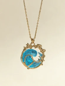 1pc Wave Necklace For Women, Beach Accesories For Women, Light Luxury Wave Design, Unique And Versatile Jewelry Accessories, Suitable For Parties, Weddings, And Holiday Occasions, Gift For Mom, Christmas Gifts For Women, Wedding Ring, Valentine's Day, Western Jewelry - 金色項鍊 - 查看 3