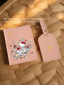 SANRIO Hello Kitty 图案护照夹，带行李牌，PU材质，蜜月旅行配件，卡包，行李牌，姓名牌，卡套，挂牌吊坠，假日度假旅行必备，旅行背包，旅行包，行李箱，旅行装备，返校书包，学校用品，学习用品 - 彩色 - 查看 7