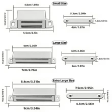 重型不锈钢橱柜磁性门扣，加厚强力门磁锁，防变形闭合门扣，适用于厨房橱柜衣柜抽屉 - 銀色 - 查看 2