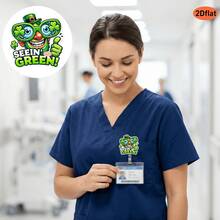 Carrete retráctil para el Día de San Patricio con diseños de trébol de la suerte, arcoíris, monedas y duendes, adecuado para portadores de tarjetas de identificación, regalos festivos - Multicolor - Ver 11