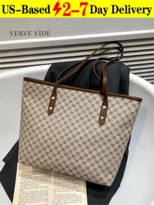 Women'S Fashion Casual Versatile Popular Commuting Handbag Large Capacity Shoulder Bag With Card Holder And Wallet Set New European & American Vintage Patchwork Color Large Capacity Tote Bag Travel Bag Shopping Bag Suitable For Women'S Daily Use Back To School Students Vacation Travel Holidays Dates Gifts Valentine'S Day Wedding Valentines Valentines Gifts Mothers Day Gift Summer Art Birthday Decorations Galentines Galentines Gifts Cruise Essentials Bachelorette Party Supplies Easterr Metallic Gold Faux Leather Tote Fall - 彩色 - 查看 12