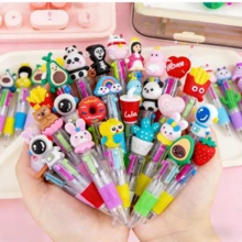 1/45pcs Random Cartoon Cute 4-Color Mini Ballpoint Pens, For Students, 4-Color Mini Ballpoint Pens, Craft Pens, Colored Pens, 4-Color Ink, Student Office Stationery Gift Set, 0.7mm Refill, Back To School Essential, Learning Supplies - Multicolor - View 6
