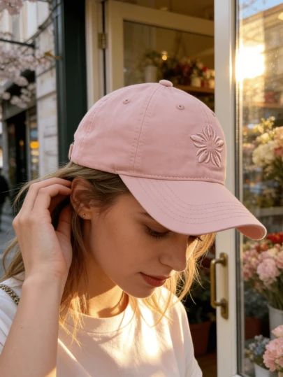 复古刺绣帽子，男女皆宜，四季皆可佩戴，春夏秋冬皆宜，可调节帽带，适合情人节、婚礼、圣诞节、开学季、父亲节、户外运动、旅行、防晒等场合，是送给男士和女士的必备礼物。小众可定制卡车帽，有黑色、粉色、紫色、黄色可选，休闲帽饰。