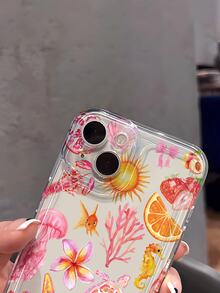 1pc Cute Strawberry, Watermelon, Orange Graphic TPU Transparent Shockproof Soft Phone Case, Suitable As Birthday/Holiday Gift For Friends, Family, Couples, Yourself, Compatible With Apple Phones - Multicolor - View 5