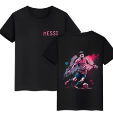 Messis Double-Sided Printed Cotton T-Shirt Summer Children's Short-Sleeved Casual Sports Top Blacks Kidss Clothing Boys And Girls (1) - Black - View 1