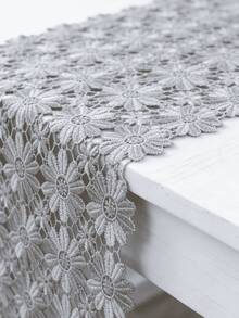 HXARTMIS 1PC, Exquisite European Style Lace Chrysanthemum Table Runner, Grey Polyester Table Dust Cover.Heat Resistant And Easy To Clean. Suitable For Home, Restaurant, Hotel And Coffee Shop. Ideal For Wedding & Party Decorations, Perfect For New Year, Birthday And Other Themed Festival Decorations. - Grey - View 6