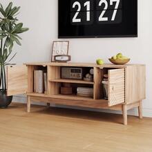 110cm High TV Unit, Mid-Century Modern Style TV Stand, Suitable For 32/45 Inch TVs, Entertainment Center With Storage Space, Multimedia Console For Living Room And Bedroom, Oak Color - 原木色 - 查看 4