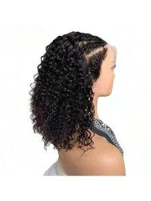 编织假发 真人发 13x4 蕾丝前假发 编织假发 带发髻假发 非洲卷曲假发 - Natural Black - 查看 3