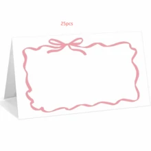 25张红色蝴蝶结波浪边装饰卡片，适合餐桌布置；空白名片，适用于宴会和婚礼 - A - 查看 8