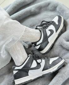 Nike Dunk "Black" Leather Retro Casual Panda Low-Top Kids' Sneakers With Anti-Slip, Shock Absorption, Lightweight And Cushioning, Black And White - Black and White - View 8