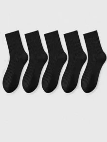 2/5/10 双经典黑色透气吸湿排汗男士袜子，适合商务/正装或运动装，适合春夏、秋季 - 黑色 - 查看 10