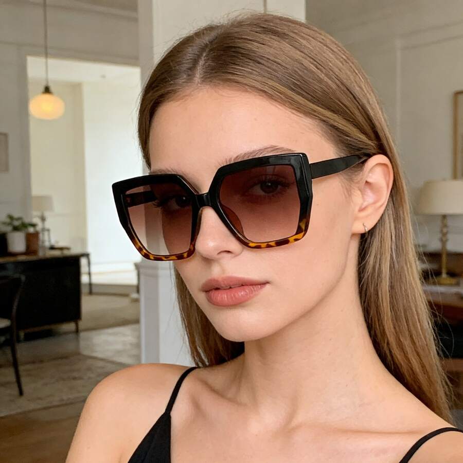 1pc Women's Fashion Elegant High-End Fashion Glasses - Leopard Print - View 1