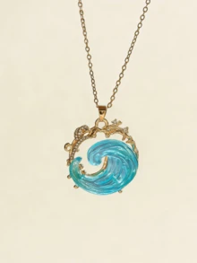 1pc Wave Necklace For Women, Beach Accesories For Women, Light Luxury Wave Design, Unique And Versatile Jewelry Accessories, Suitable For Parties, Weddings, And Holiday Occasions, Gift For Mom, Christmas Gifts For Women, Wedding Ring, Valentine's Day, Western Jewelry - 金色項鍊 - 查看 1