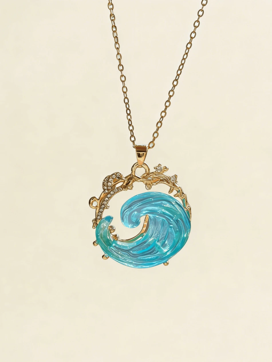 1pc Wave Necklace For Women, Beach Accesories For Women, Light Luxury Wave Design, Unique And Versatile Jewelry Accessories, Suitable For Parties, Weddings, And Holiday Occasions, Gift For Mom, Christmas Gifts For Women, Wedding Ring, Valentine's Day, Western Jewelry - 金色項鍊 - 查看 1