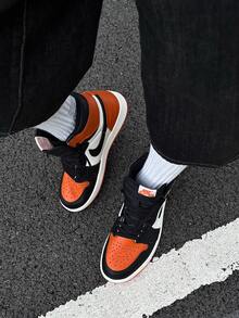 Nike Jordan Air Jordan 1 "Shattered Backboard" 2025 Retro Version, Soft & Comfortable, Non-Slip , High-Top, Retro Basketball Shoes, White/Black/Orange - Black Orange - View 7