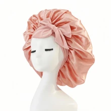 Gorro de dormir de seda para mujeres, gorro de dormir de satén, gorro de dormir con cordón elástico grande adecuado para cabello rizado - Multicolor - Ver 21