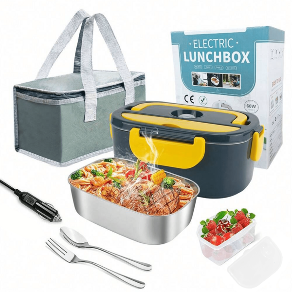1,5L 3-in-1 tragbare elektrische Lunchbox | Speisenwärmer mit isolierter Tasche | Schnelles Erwärmen für Auto, LKW & Büro