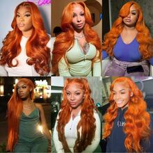 NARNI 30 Inch Ginger Wig Human Hair Orange Ginger Lace Front Wigs Human Hair Glueless Body Wave Human Hair Wigs 250% Density 13x6 HD Lace Front Wig 100% Glueless Ginger Wig Human Hair HD Transparent Lace Frontal Wigs Pre Plucked Hairline 350# Ginger Colored Wig - S350 - 查看 10