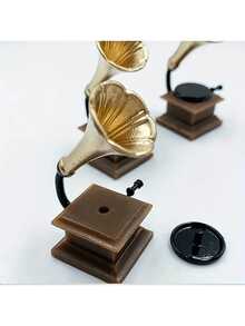 Vintage Mini Gramophone Model - 1:6 1:12 Scale Miniature Game Scene Decor - Dollhouse Accessories, Durable Handcraft, Suitable For DIY Miniature Landscape Decor, Music Accessories, Mini Instrument, Fairy Garden Decoration - 留聲機 - 查看 9