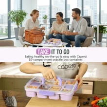 Caperci Snackle Box Container - Large 10-Compartment Divided Snack Serving Tray With Lid & Handle, Built-In 2 Dressing Containers, Leak-Proof, Dishwasher - View 8