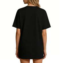 Retro Style Graphic Cotton Tee - Soft Crewneck Short Sleeve Everyday Wear S - Black - View 3