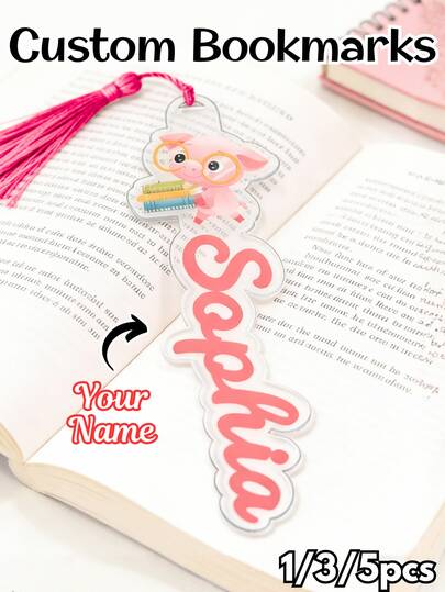 1/3/5 Stück personalisierte Acryl Lesezeichen, 8 süße Tiermuster, individualisierte Namen und Quastendekor - Personalisiertes Lesezeichen Geschenk für Buchliebhaber, perfekt für Geburtstage, Feiertage, Jahrestage, Lehrertag und Schülerpartys - Perfekte Kindergeschenke und Buchzubehör, geeignet als Erinnerungsgeschenk für Familie und Freunde