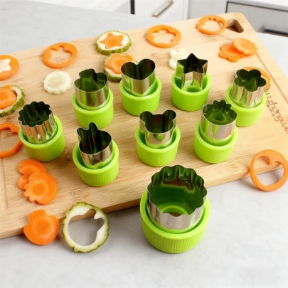 12/39件套不锈钢水果蔬菜切割模具套装，带安全手柄，适用于儿童便当盒、饼干模具，DIY烘焙蛋糕装饰厨房礼品