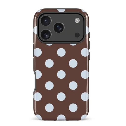 Capa para celular com estampa de bolinhas marrons e azuis - Capa à prova de choque, compatível com iPhone 17/16/15/14/13/12/11 Pro Max/Pro Plus/12 Mini/13 Mini e Galaxy S26 S25 S24 S23 S22 S21 Plus Ultra.