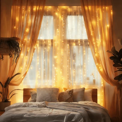 户外串灯、墙面装饰、节日灯饰、情人节装饰串灯、8种灯光模式室内串灯、仙女灯、婚礼装饰、暖白/彩色/粉色派对装饰串灯、遥控USB供电LED窗帘灯、生日装饰串灯、花园装饰吊灯、客厅卧室厨房氛围装饰仙女灯、露营装饰串灯