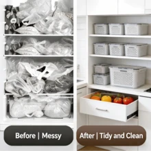 4pcs (4 Containers + 4 Colanders + 4 Lids) Double Layer Sealed Preservation Box – High Transparency Plastic Drainage Container For Fridge Fruit & Vegetable,Airtight Fridge Produce Storage Box – Double Layer High Transparency Plastic Container With Removable Colander - Bộ dụng cụ thoát nước hai lớp 4 chi tiết - Xem 6