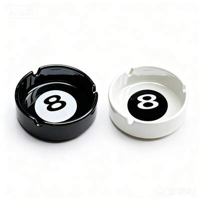 Ceramic Ashtray - With Billiard 8-Ball Design, Durable 8-Ball Themed Party Accessory, Suitable For Bars, Game Rooms, Men's Lounges - Perfect For Gifting To Men And Billiards Enthusiasts, Valentine's Day, Ramadan Gifts