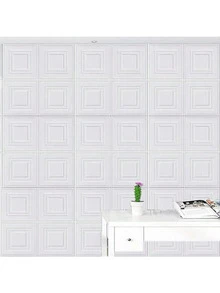 10/20/30pcs 3D Stereo Wall Stickers Decor For Bedroom, Headboard, Living Room, TV Background, Waterproof, Warm, Self-Adhesive Wall Paper - Grid - View 7