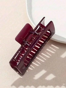 1个超大方形哑光PS材质半透明发夹，高端发爪发饰，适合日常、海滩、海边等场合，适合各种发量，适合女孩和青少年，四季皆宜，可作为圣诞礼物、节日小礼物、女士圣诞礼物、成人圣诞礼物、发饰、成人配饰、成人圣诞礼物、成人礼发饰、发饰、女士礼物创意、美容圣诞礼物、女士礼物 - 酒紅色 - 查看 4