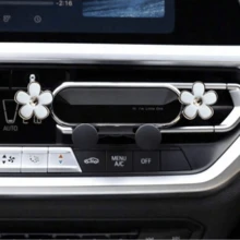 1pc Elegant Flower Car Phone Holder, Exquisite Flower Air Vent Clip Design, Horizontal & Vertical Installation, Auto Lock Stable, Universal Car Navigation Bracket, Fashionable Car Accessory To Add Refined Aesthetics - Iron Ornamental Work - View 1