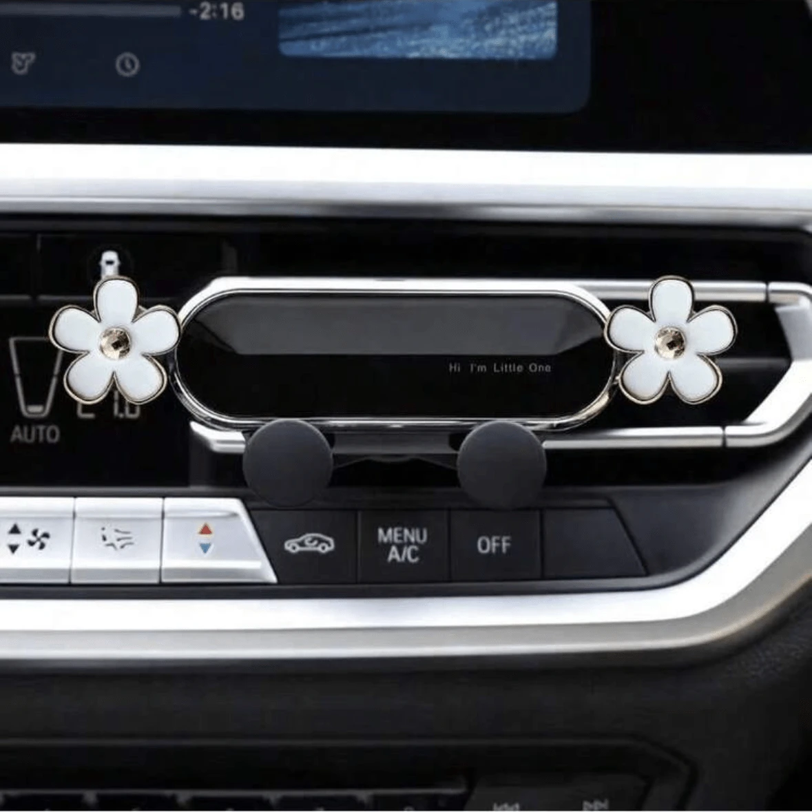 1pc Elegant Flower Car Phone Holder, Exquisite Flower Air Vent Clip Design, Horizontal & Vertical Installation, Auto Lock Stable, Universal Car Navigation Bracket, Fashionable Car Accessory To Add Refined Aesthetics - Iron Ornamental Work - View 1