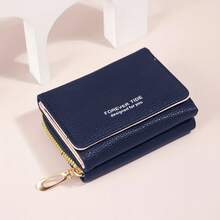 Women's Foldable Wallet In Synthetic Leather, Card Holder, Driver's License, Documents, Small And Discreet - On - Azul Marino - Ver 5