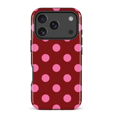Red And Pink Polka Dot Phone Case - Shock-Proof Phone Case, Compatible With IPhone 17/16/15/14/13/12/11 Pro Max/Pro Plus/12 Mini/13 Mini, Suitable For Galaxy S26 S25 S24 S23 S22 S21 Plus Ultra Phone Case.