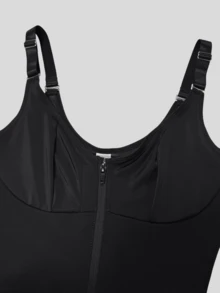 1件产后塑身衣，女士全身压缩连体衣，紧身提拉塑形连体衣，裆部拉链设计，曲线塑形裤，无痕塑形内裤，适合多种场合 - 黑色 - 查看 6