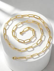 Charm-In Collar de cadena con clip de papel chapado en oro para mujer, minimalista y elegante, adecuado para el uso diario y para combinar con otros, regalo para la novia - Dorado - Ver 4