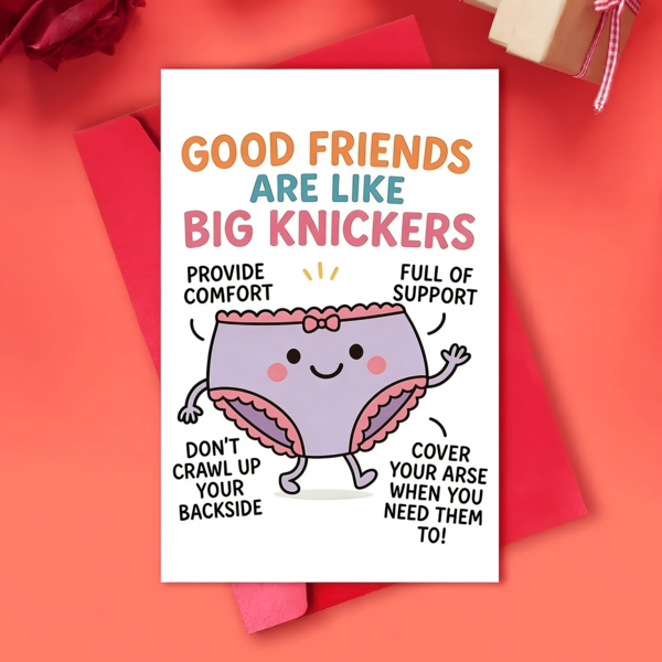 1pc Funny BFF Birthday Card: 'Best Friends Are Like Big KNICKERS!' | Humorous Sisterhood Greeting For Women, Cute Gag Gift To Make Her Laugh, Cartoon Pattern, Paper Material, English Language